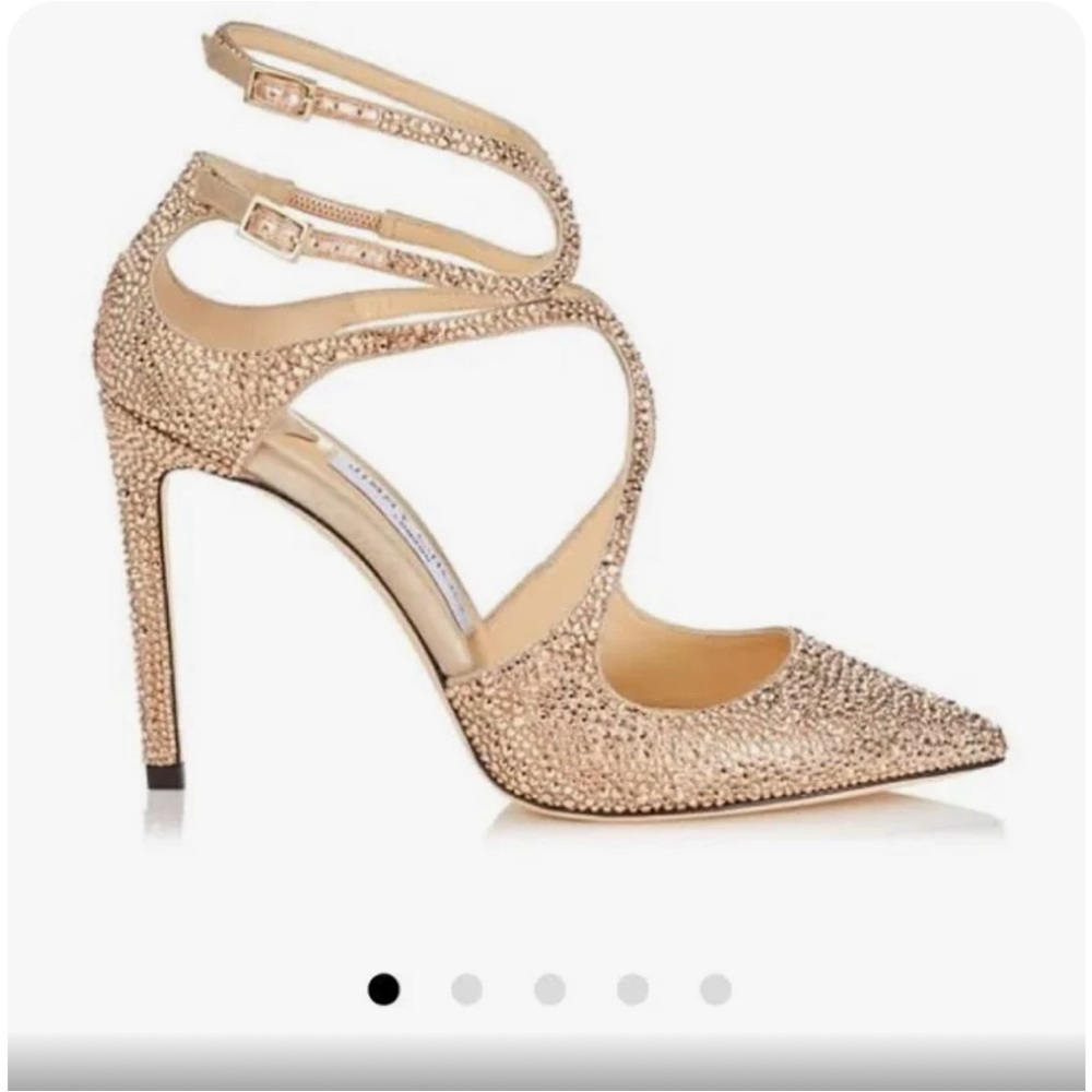 NWB Jimmy Choo Lancer 100 Rose Gold Crystal